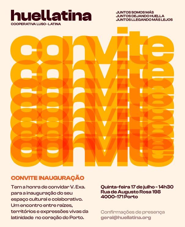 Convite para inauguração do espaço cultural e coloborativo da Huellatina.