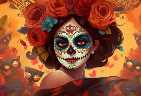 imagem de uma Katrina do convite de dia dos mortos. dia de muertos