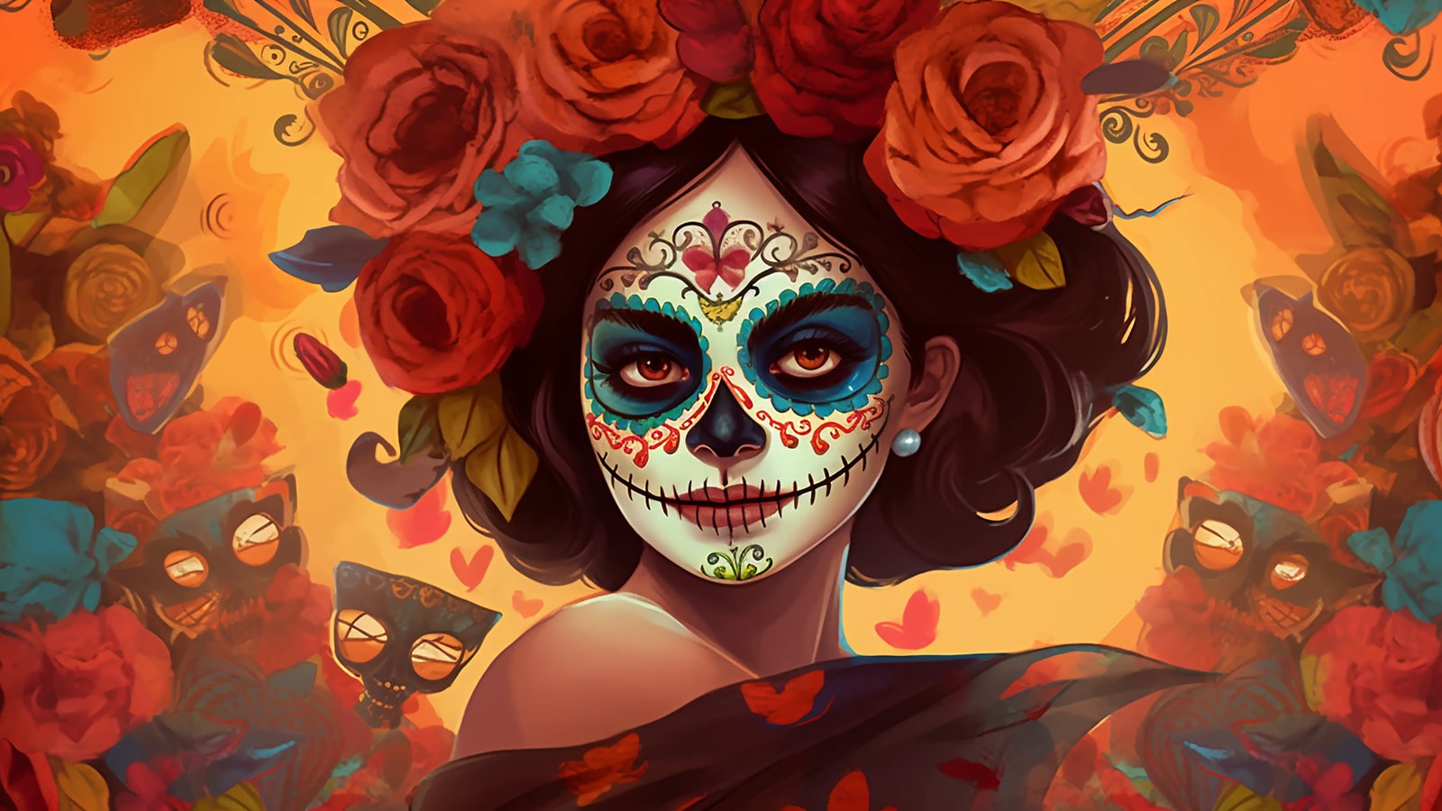 imagem de uma Katrina do convite de dia dos mortos. dia de muertos
